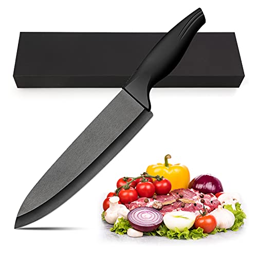 LinStyle Cuchillos Cocina, Cuchillo de Cerámica Negro, Multifunción Cuchillos Chef, Cuchillos Profesionales de Cocina para Cortar Carne Verduras Fruta Pan
